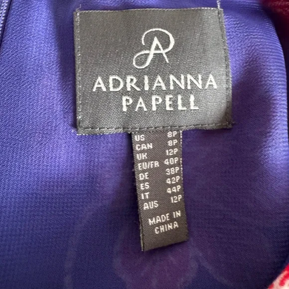 Adrianna Papell Floral Dress • Red & Navy A-Line • Sleeveless Fit & Flare - Picture 2 of 7